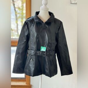 Kenneth Cole Women's Belted Faux Leather Jacket